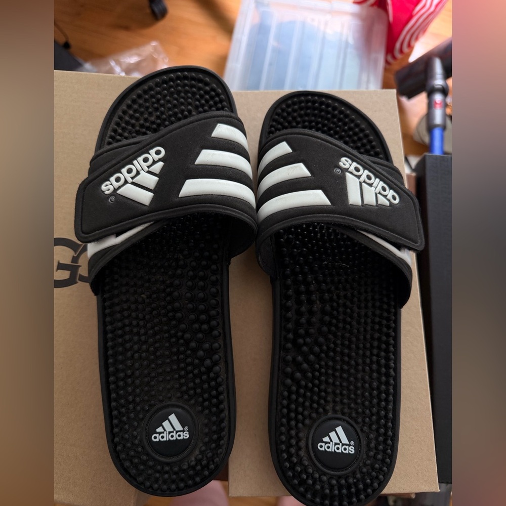adidas Black & White Adjustable Slide Sandals